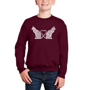 LA Pop Art Cat Tail Hearts - Boy's Word Art Crewneck Sweatshirt - 1 of 4