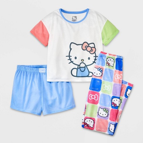 Girls Hello Kitty 3pc Pajama Set Blue Target