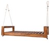 Sapphtopaz Outdoor Porch Swing Bed with Ropes, Wood Patio Swing Twin Size Leisure Hanging Chair, Patio Bench for Patio, Garden, Backyard - 2 of 4