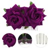 Unique Bargains Women's Portable Simulated Flowers Hair Clip Comb 1 Pc - 3 of 4