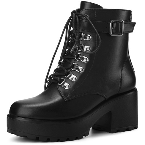 Perphy Women's Round Toe Platform Block Heels Combat Boots - image 1 of 4