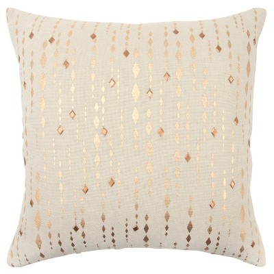 20"x20" Oversize Striped Diamond Square Throw Pillow Gold - Rizzy Home