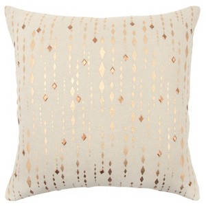 20"x20" Oversize Striped Diamond Square Throw Pillow Gold - Rizzy Home: Cotton Canvas, Indoor Use, Zipper Closure - 1 of 3