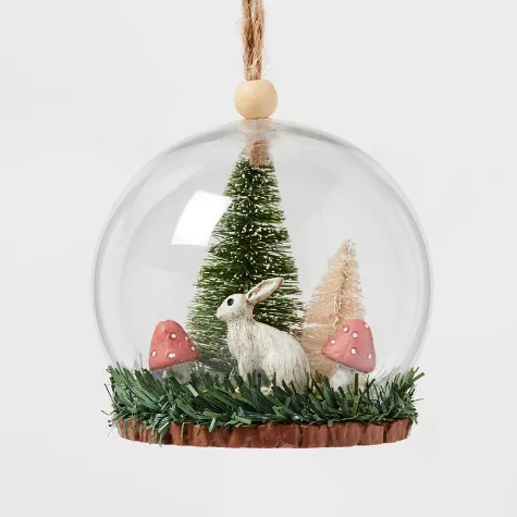 Rabbit with Mushrooms and Bottle Brush Trees Cloche Christmas Tree Ornament - Wondershop&#8482;, 1 of 4