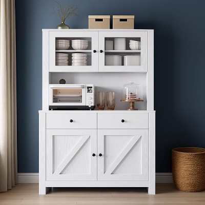 63" Kitchen Pantry Cabinet with Drawers, Hutch Cabinet with Storage, Microwave Stand, Adjustable Shelves,for Dining Room, Living Room