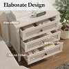 Heynemo Dresser for Bedroom, Boho Tall Dresser with 3 Rattan Decorated Drawers, Modern Wood Chest of Drawers for Closet, Entryway - 3 of 4
