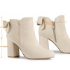 Allegra K Women's Round Toe Bow Decor Chunky Heel Ankle Boots - 4 of 4