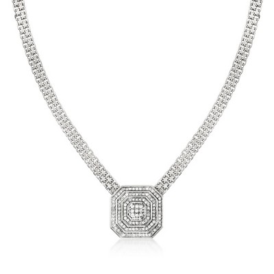 Ross-Simons 0.50 ct. t.w. Diamond Cluster Necklace in Sterling Silver