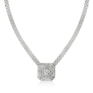 Ross-Simons 0.50 ct. t.w. Diamond Cluster Necklace in Sterling Silver - 1 of 3