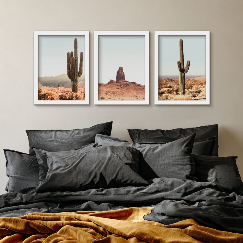 Americanflat Botanical Landscape (Set Of 3) Desert Cactus By Tanya Shumkina Framed Triptych Wall Art Set, 3 of 5