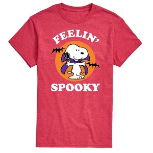 Men's Peanuts Feelin Spooky Short Sleeve Graphic T-Shirt - Heather Red - 3 X-Large - 1 of 4