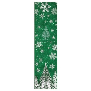 Christmas Area Rug, Red Green Snowflake Tree Rugs Washable Throw Runner Rugs Carpet for for Living Room Kitchen Dining Room Nursery Kids Room Office - 1 of 4
