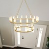 PAKOKULA Modern 24 light Gold Farmhouse Wagon Wheel Chandelier with Glass Shade - 4 of 4