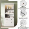 PAGED Tall Bookshelf with LED Lighting Modern Bookcase with 2 Glass Doors and 1 Drawer for Living Room, Study Room - 3 of 4