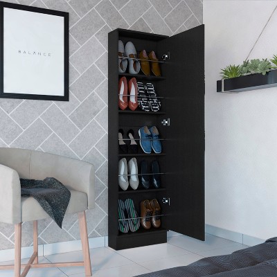 VYNXARIA Shoe Rack Chimg - Black Wengue, 5 - Shelf, Mirror - Equipped for Organized Style