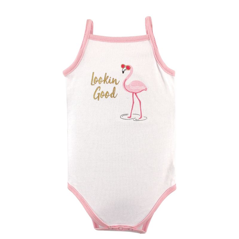 Hudson Baby Infant Girl Cotton Sleeveless Bodysuits 5pk, Pineapple, 5 of 8
