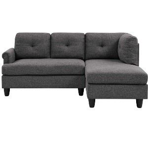 TiramisuBest 85.5" Sleeper Sofa Bed with Storage Chaise, Reversible L-Shaped Couch, Blue Upholstered Sectional for Living Room & Small Space - 1 of 4