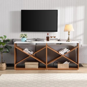 70.9" Console Table Farmhouse,X Shape Detachable ExtraLong Console Table Storage,Console Table In Living Room,Entrance,Corridor-Koiai - 1 of 4