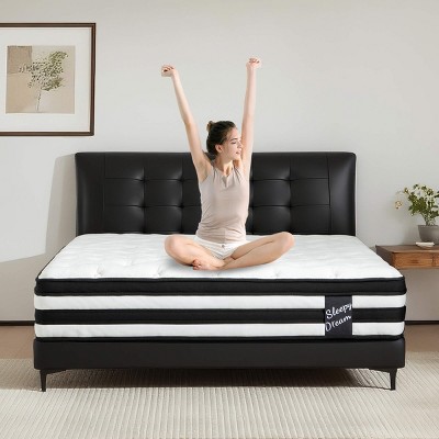 Queen Size Memory Foam & Pocket Springs, Medium Firm Hybrid Mattress with Breathable, CertiPUR-US & OEKO-TEX 100 Certified-Coolbibila