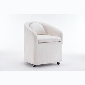 Lyngins Modern Dining Chairs with Curved Backrest,Upholstered Kitchen Chairs with Universal Wheels,Chenille Chairs for Dining Room,Kitchen - 1 of 4