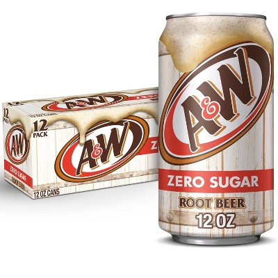 A&W Root Beer Zero Sugar Soda - 12pk/12 fl oz Cans