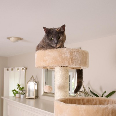 84-Inch Beige Faux Fur Multi-Level Cat Tree with Sisal Posts