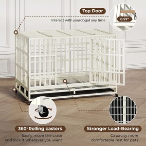 XBRIGH 54/48/42/38 Inch Heavy Duty Indestructible Dog Crate Steel Escape Proof,Indoor Double Door High Cage,Kennel with Wheels,Removable Tray - 1 of 4