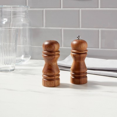 2pc Acacia Turned Salt Shaker and Pepper Grinder Set - Threshold&#8482;