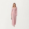 Anna-Kaci Women's Rib Knit Maxi Dress with Square Neckline, Long Sleeve Silhouette and Soft Textured Detailing - 3 of 4