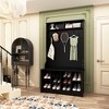 Famapy Black Wood 3-in-1 Hall Tree Bench with Double Hooks and Shelves - 2 of 4