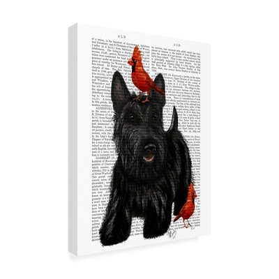 Trademark Fine Art -Fab Funky 'Scottish Terrier And Birds' Canvas Art