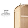 Tall Modern Bookcase in Oak: 5 Shelves, Elegant Arched Glass Doors - 2 of 4