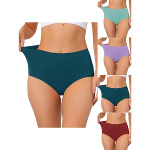 Allegra K Women's Plus Size High Waist Available 5 Packs Tummy Control Briefs - 1 of 4