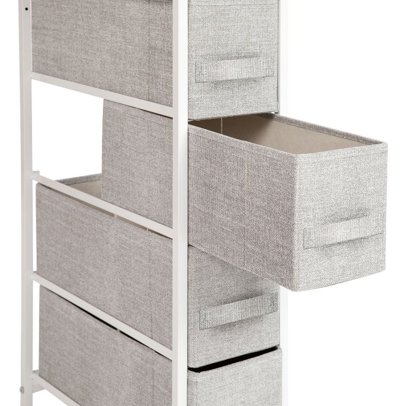 Emma and Oliver 4 Drawer Vertical Slim Storage Dresser-Wood Top & Fabric Pull Drawers, 6 of 12