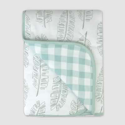 Honest Baby Organic Cotton Lightweight Knit Quilt - Jumbo Leaf Sage