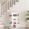 4 Tier Rotating Shoe Rack Tower, Revolving Shoe Rack Storage, Round Carousel Vertical Handbag and Shoe Organizer ,White - 2 of 4