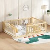 Ridstar 77 in. W Children's Wooden Full-Size Floor-Standing Bed Frame with Slats, Rails & Door for Girls & Boy-Oak - 2 of 4