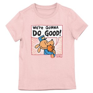 Dog Man We're Gonna Do Good Youth Girl's Light Pink Crew Neck Short Sleeve T-shirt - 1 of 2