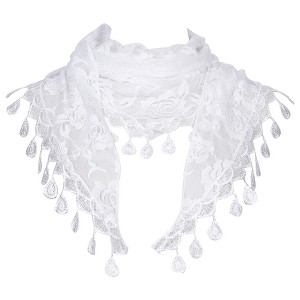 INSPIRE CHIC Lace Rose Floral Tassel Mesh Triangle Head Covering Mantilla Scarves 1Pc - 1 of 4