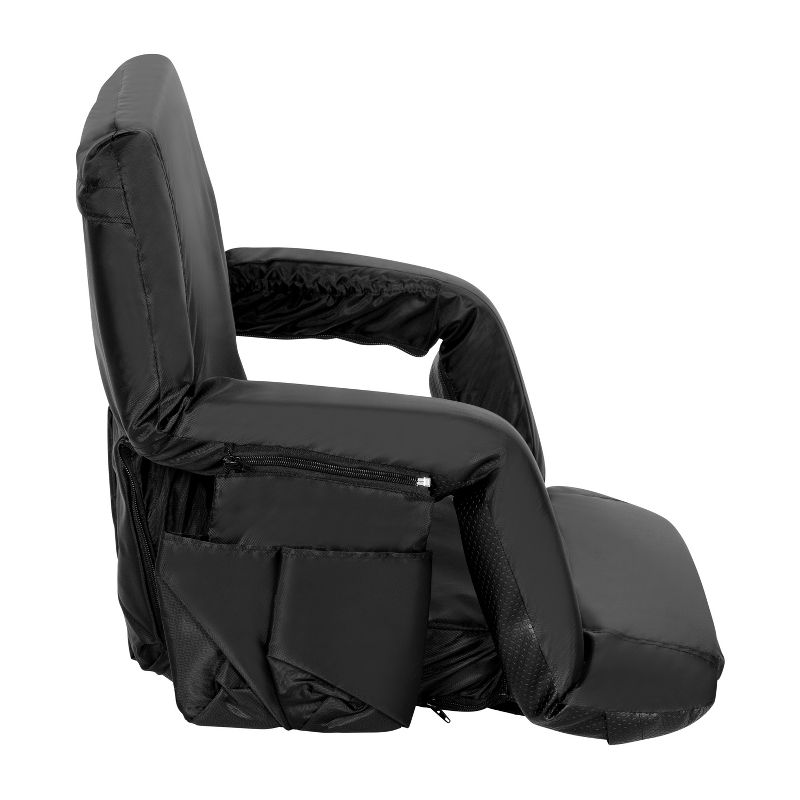 Flash Furniture Portable Lightweight Reclining Stadium Chair with Armrests, Padded Back & Seat with Dual Storage Pockets and Backpack Straps, 5 of 18