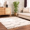 Hauteloom Riad Black Striped White Rug with Tassels - 2 of 4