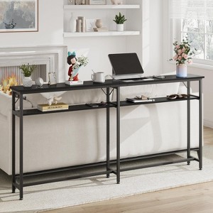 Narrow Console Table, 180 cm Sofa Table with Storage Space, Reinforced H-shaped Design - 1 of 4