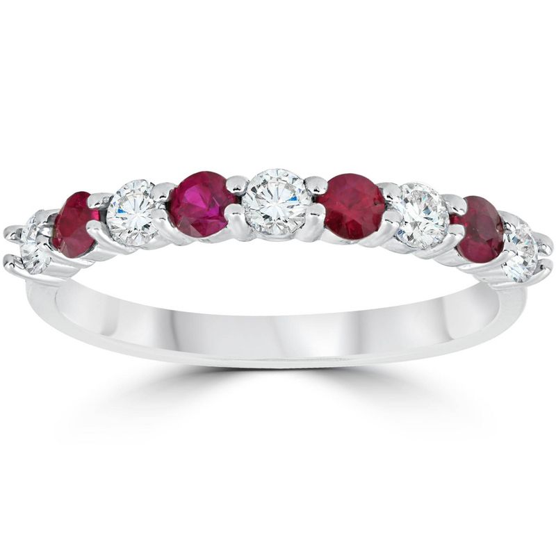 Pompeii3 1/2CT Ruby & Diamond Wedding Ring 10K White Gold, 1 of 5