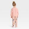Toddler Girls' 2pc Bluey Bingo Floral Cozy Fleece Sweatshirt with Tulle Bow and Pants Set - Peach Orange - 2 of 4