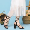 Perphy Women's Lace Up Slingback Block High Heels Sandals - 4 of 4
