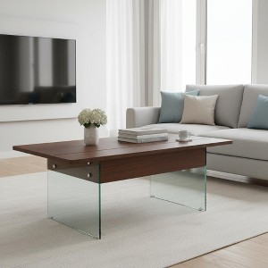 Homy Casa Lift-Top Coffee Table with Glass Legs,Multifunction Living Room Center Table - 1 of 4