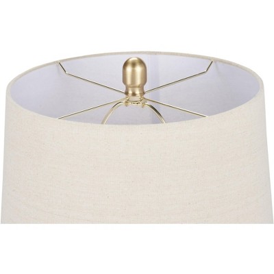 23" Earth Brown Ceramic Urn Table Lamp with Beige Shade