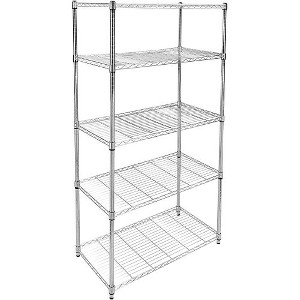 FONTOI Storage Racks, Shelving Unit with Adjustable Leveling Feet, 5-Tier Wire Storage Organizers with Wheels for Garage Kitchen, Sliver, 36"*60"*14" - 1 of 4