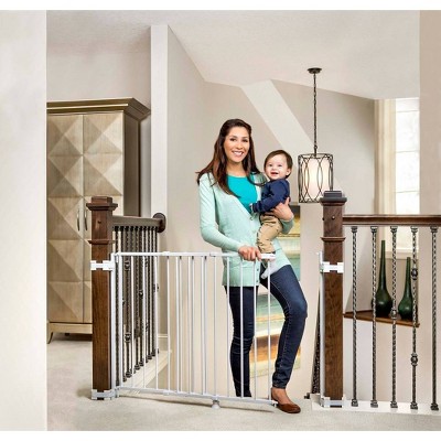 baby gate for top of stairs with banister