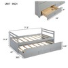 VASIP Grey Twin Bed with Headboard & Footboard – Pine Wood Frame, Trundle & 3 Storage Drawers – Space-Saving Design - 4 of 4